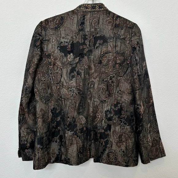 Chico's Nehru Paisley Blazer with bead and sequin detail Size 1 (M/8) - Picture 8 of 9